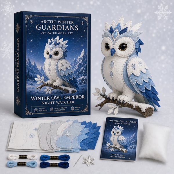 ❄️ Arctic Guardian DIY Kit – Pre‑Cut, Beginner Friendly, 3D Felt Plush 🧵