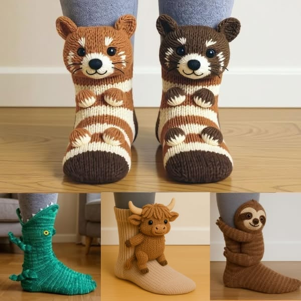 🎁Last Day Sale 49% OFF 🔥Cosy 3D Knit Animal Socks, Cute & Comfy for You or a Lovely Gift 💝