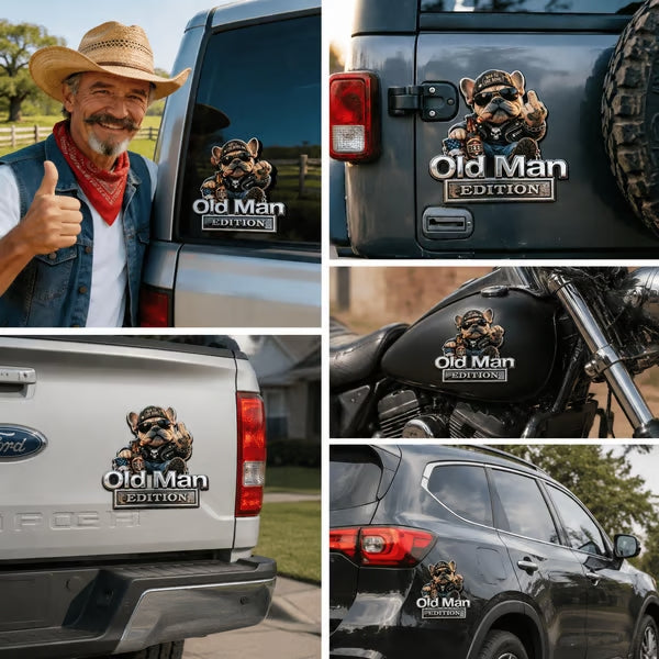 🚗💨 Funny Old Man Edition French Bulldog Car Decal 🐶