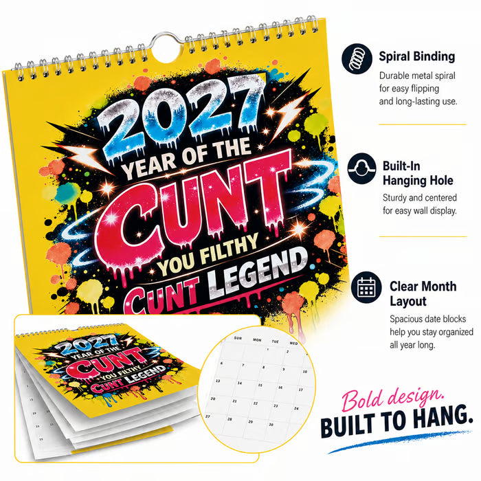 💥Early Bird Sale — 49% OFF🎁2027 Year of the Cunt Wall Calendar – Bold Graffiti Humor Calendar📆🌟