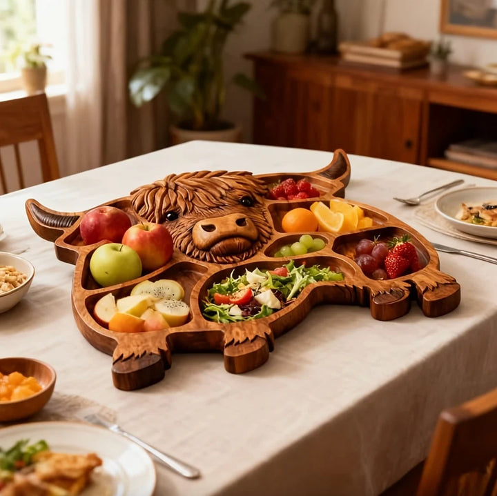 🐮 Highland Cow Wooden Charcuterie Board