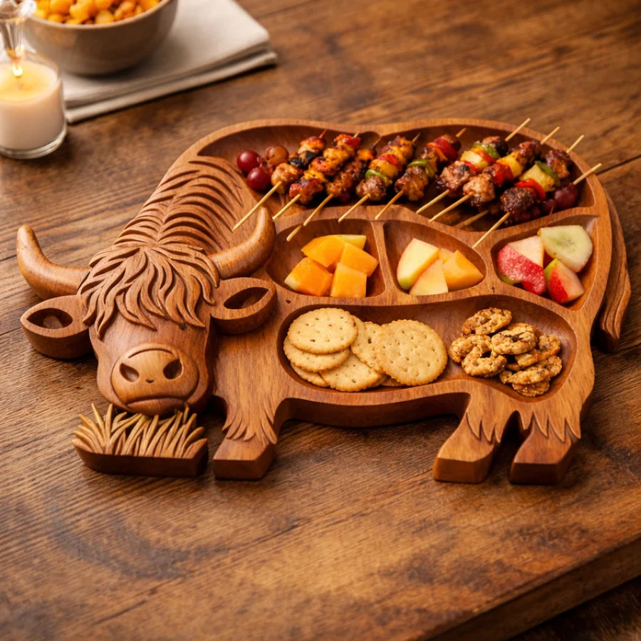 🐮 Highland Cow Wooden Charcuterie Board