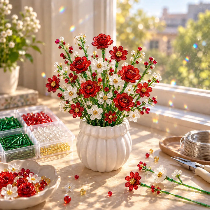 ⏳ Last Day 49% OFF –🌼✨DIY Beaded Wildflower Bouquet Kit – Handmade Crystal Flower Craft Set🌸✨