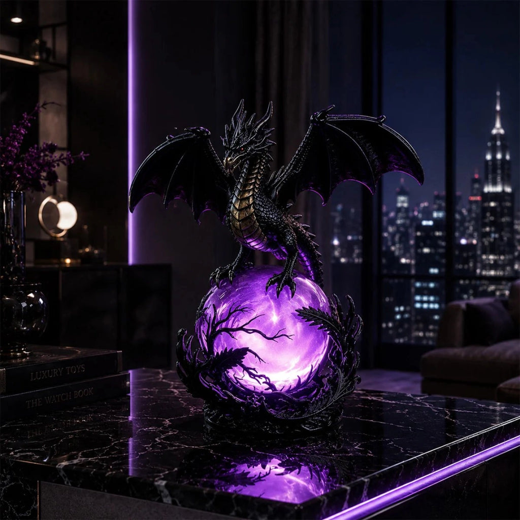 🔮🐉Gothic Dragon LED Crystal Ball Lamp for Dark Aesthetic Decor