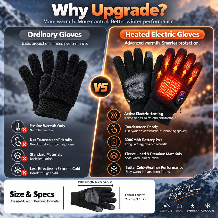 🔥 Heated Electric Winter Gloves — 3000mAh Thermal Touchscreen Gloves ❄️