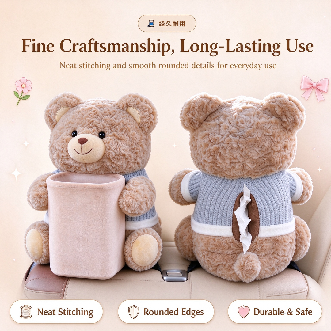 ✨🔥 Flash Sale! Creative Bear Car Armrest Organizer, Tissue Holder & Trash Bin