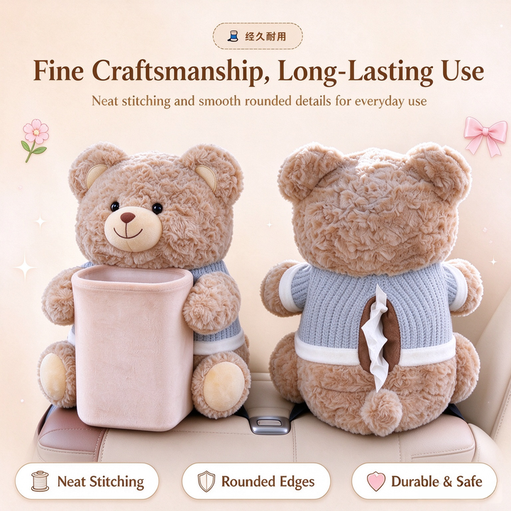 ✨🔥 Flash Sale! Creative Bear Car Armrest Organizer, Tissue Holder & Trash Bin