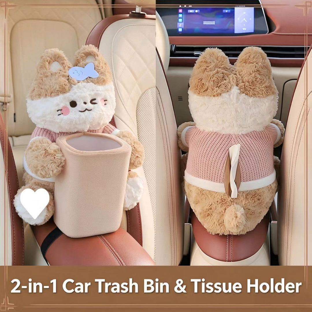 ✨🔥 Flash Sale! Creative Bear Car Armrest Organizer, Tissue Holder & Trash Bin