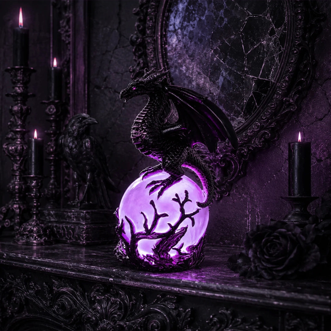 🔮🐉Gothic Dragon LED Crystal Ball Lamp for Dark Aesthetic Decor