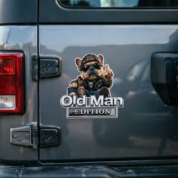 🚗💨 Funny Old Man Edition French Bulldog Car Decal 🐶
