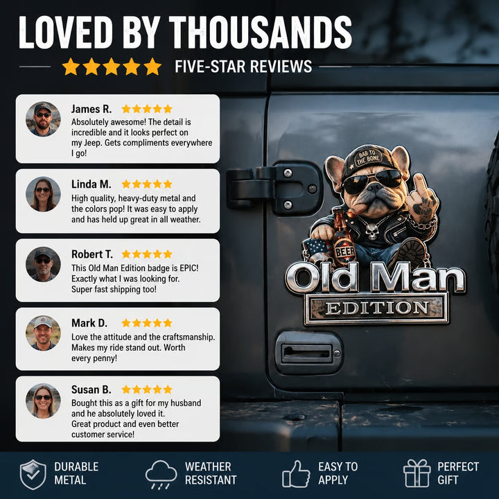 🚗💨 Funny Old Man Edition French Bulldog Car Decal 🐶