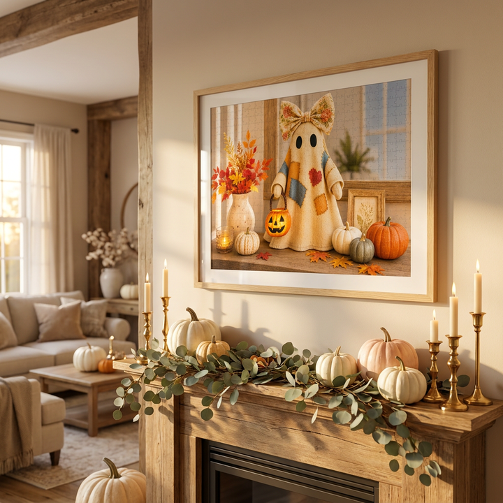 Patchwork Ghost Halloween Jigsaw Puzzle