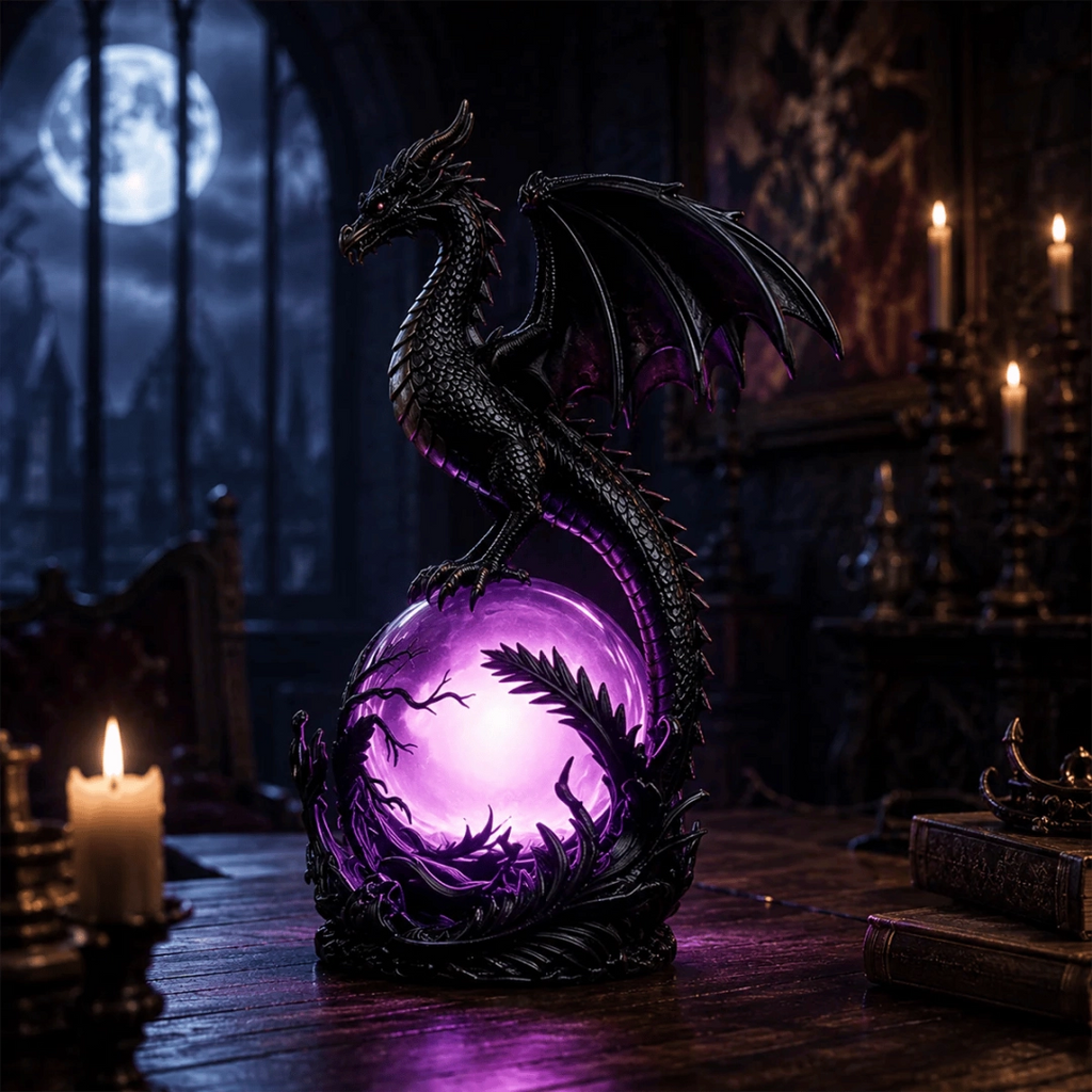 🔮🐉Gothic Dragon LED Crystal Ball Lamp for Dark Aesthetic Decor