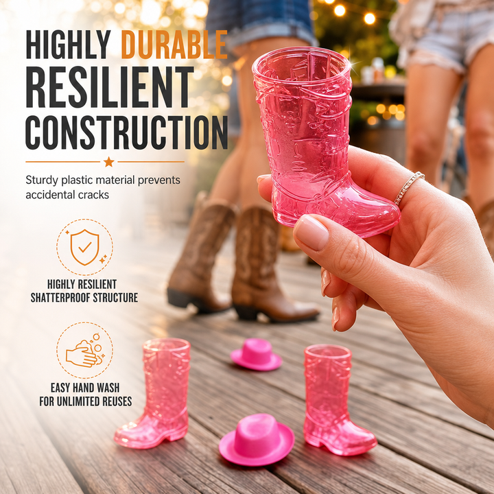 Plastic Cowboy Boot Shot Glasses with Mini Hats