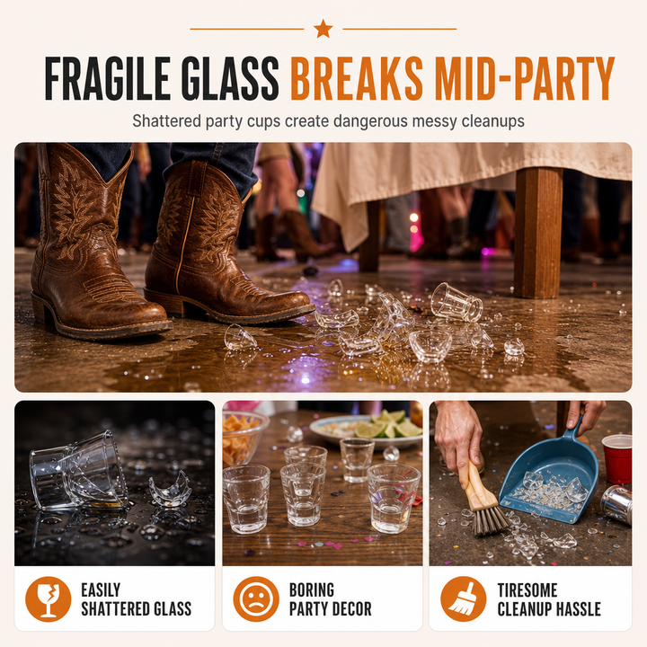 Plastic Cowboy Boot Shot Glasses with Mini Hats