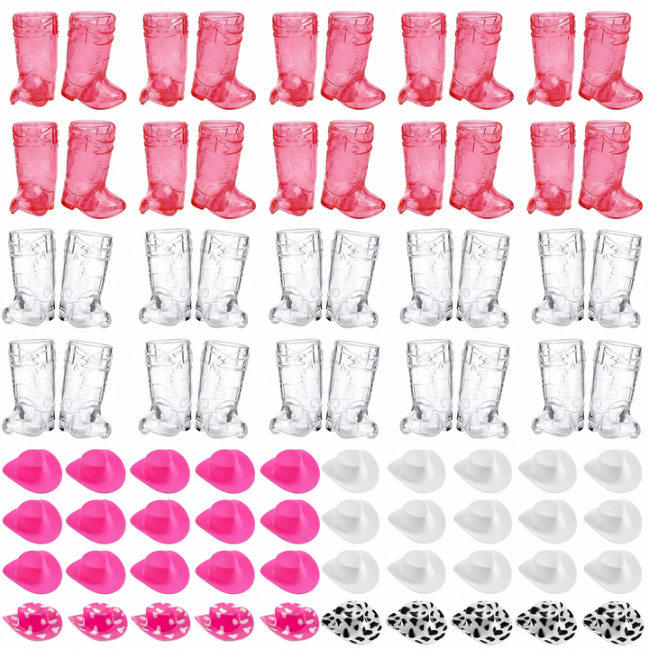 Plastic Cowboy Boot Shot Glasses with Mini Hats