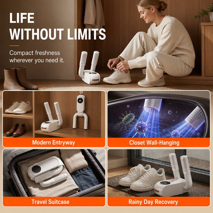 Foldable Shoe Dryer with Smart Timer and UV Light