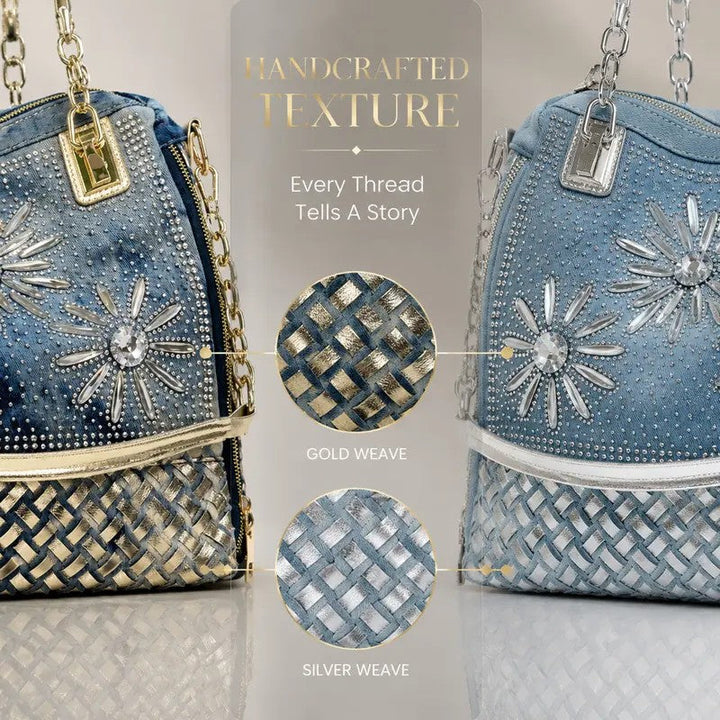 Classy Rhinestone Denim Satchel